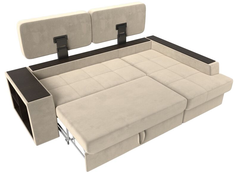 Диван угловой Брюссель правый угол, Микровельвет, Бежевый;Коричневый