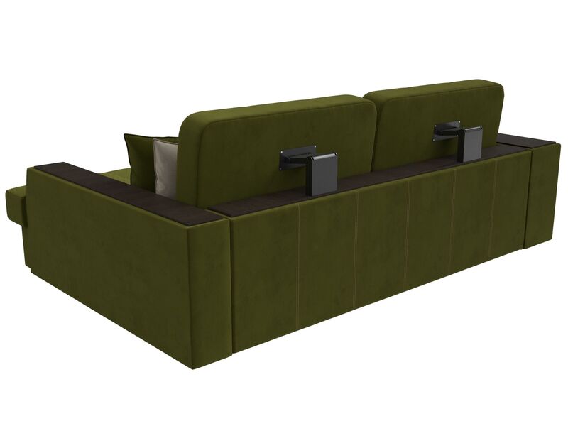 Диван угловой Брюссель правый угол, Микровельвет, Зеленый;Бежевый