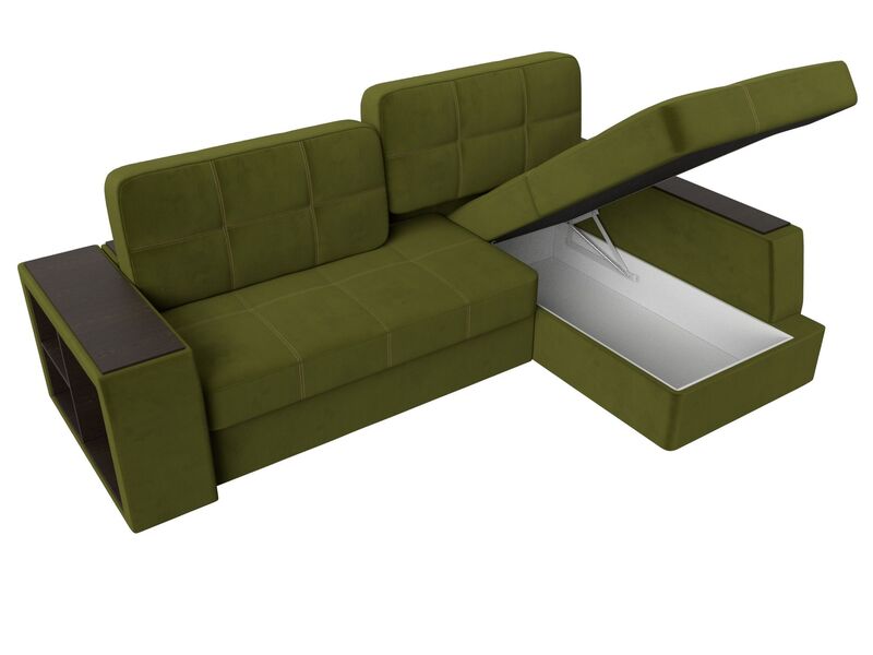 Диван угловой Брюссель правый угол, Микровельвет, Зеленый;Бежевый