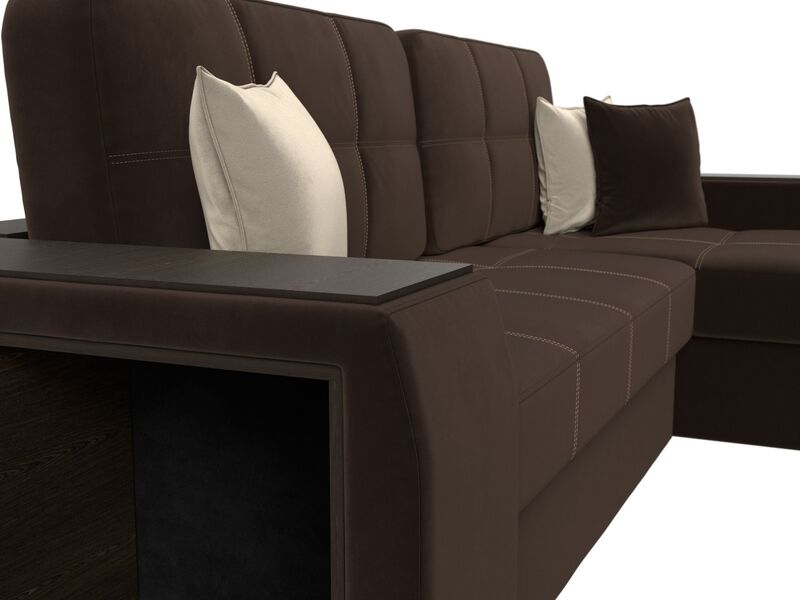 Диван угловой Брюссель правый угол, Микровельвет, Коричневый;Бежевый