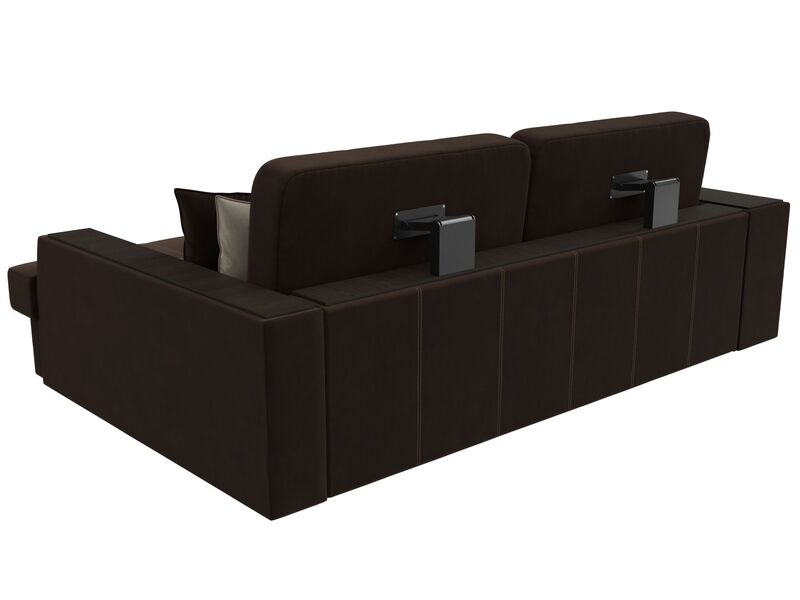 Диван угловой Брюссель правый угол, Микровельвет, Коричневый;Бежевый