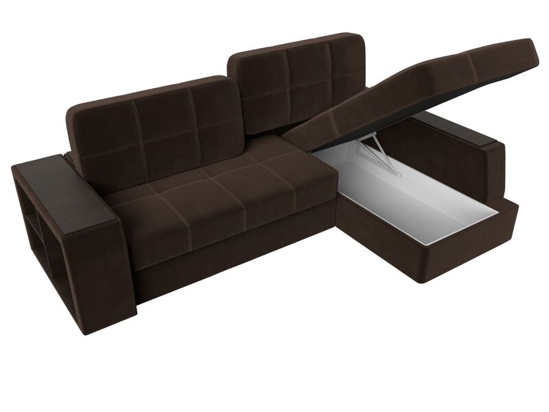 Диван угловой Брюссель правый угол, Микровельвет, Коричневый;Бежевый