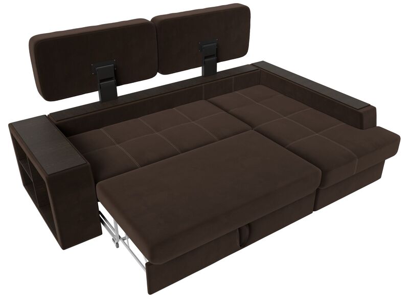 Диван угловой Брюссель правый угол, Микровельвет, Коричневый;Бежевый