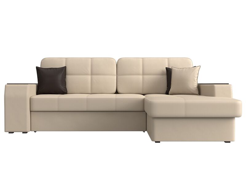 Диван угловой Брюссель правый угол, Экокожа, Бежевый;Коричневый