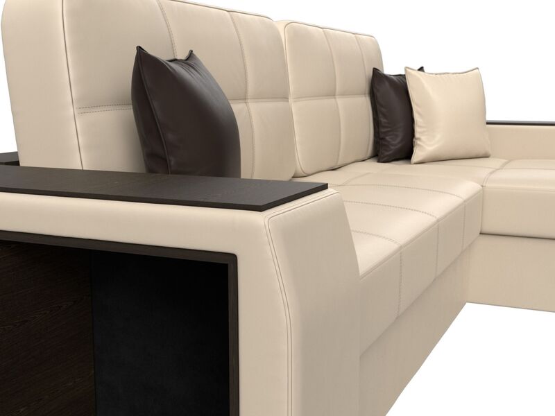 Диван угловой Брюссель правый угол, Экокожа, Бежевый;Коричневый