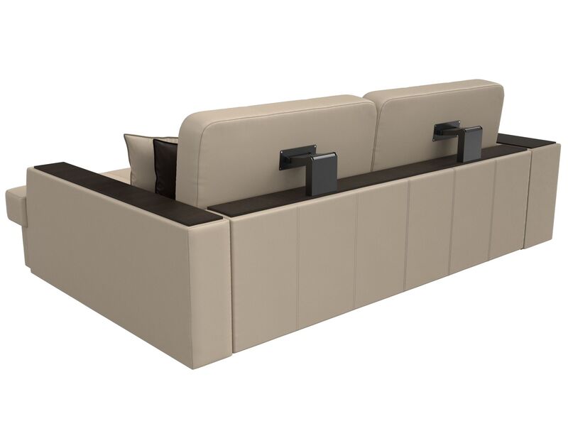 Диван угловой Брюссель правый угол, Экокожа, Бежевый;Коричневый