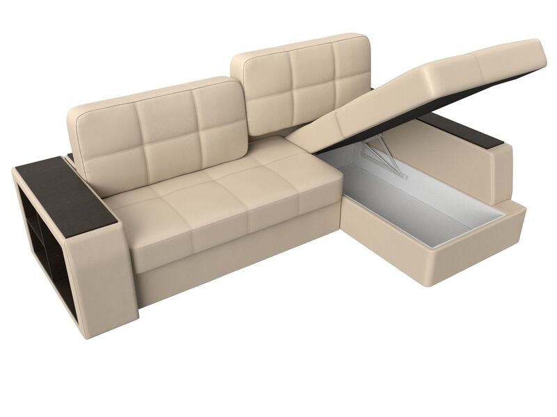 Диван угловой Брюссель правый угол, Экокожа, Бежевый;Коричневый