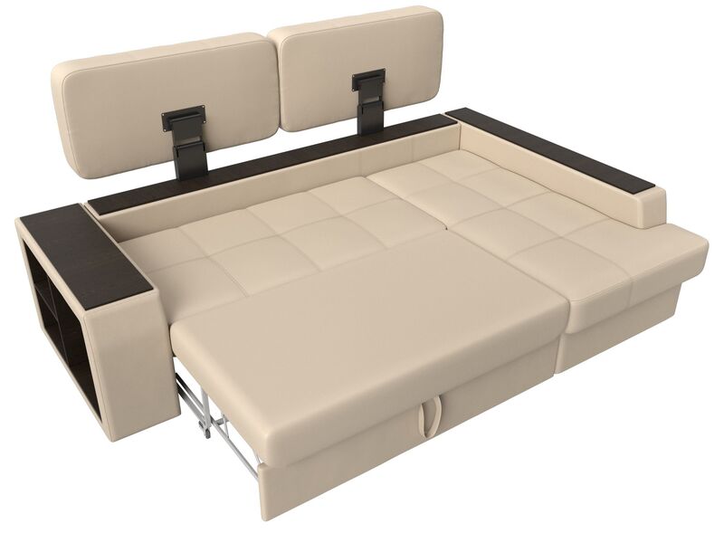 Диван угловой Брюссель правый угол, Экокожа, Бежевый;Коричневый