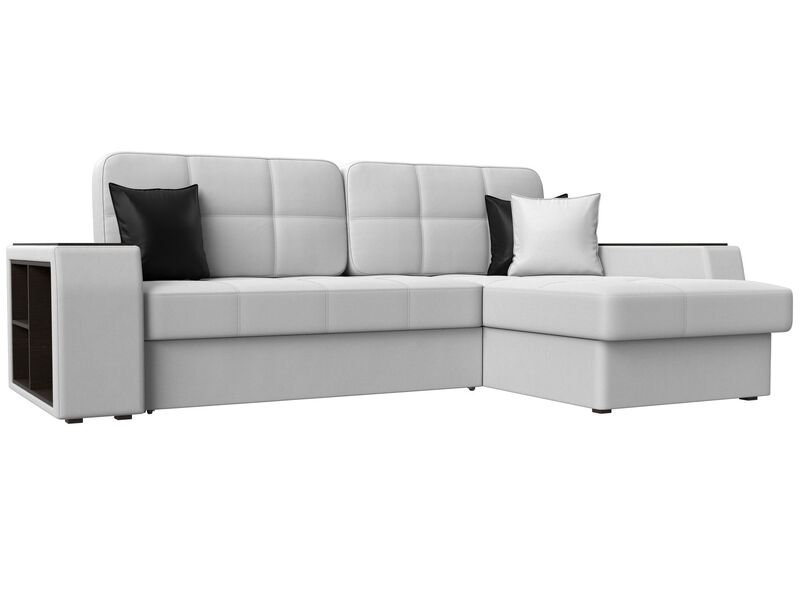 Диван угловой Брюссель правый угол, Экокожа, Белый;Черный