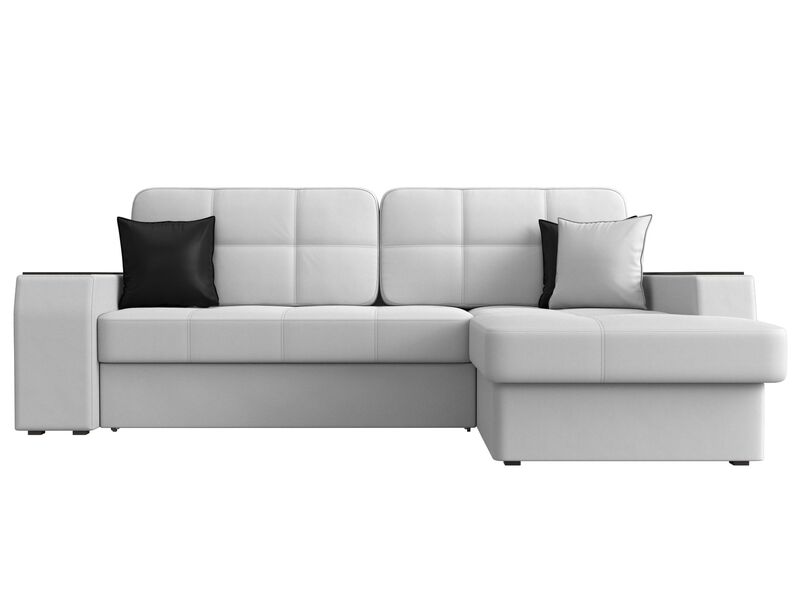 Диван угловой Брюссель правый угол, Экокожа, Белый;Черный