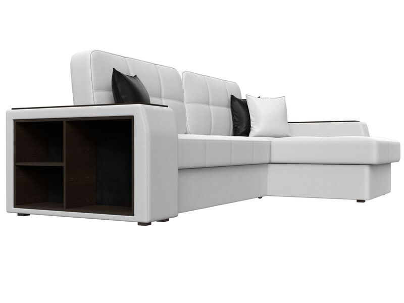 Диван угловой Брюссель правый угол, Экокожа, Белый;Черный