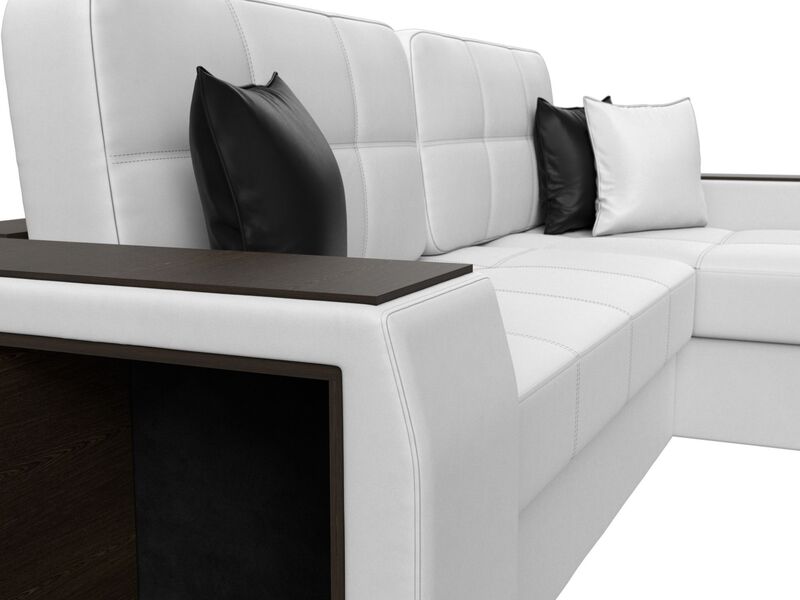 Диван угловой Брюссель правый угол, Экокожа, Белый;Черный