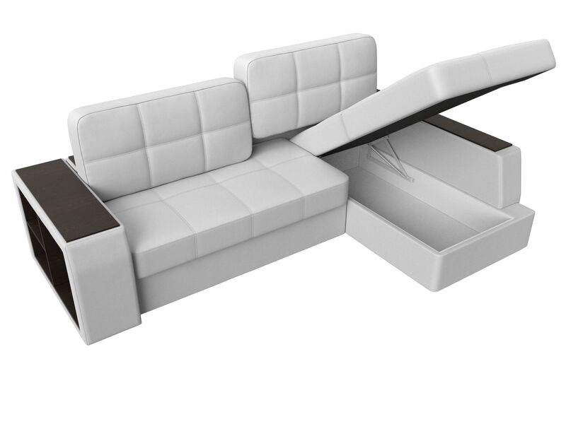 Диван угловой Брюссель правый угол, Экокожа, Белый;Черный