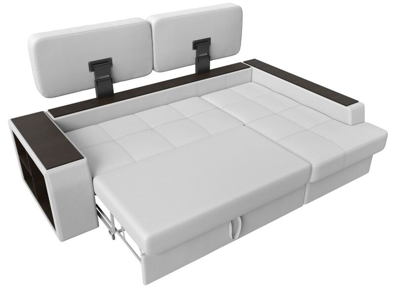 Диван угловой Брюссель правый угол, Экокожа, Белый;Черный