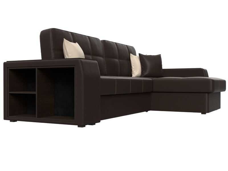 Диван угловой Брюссель правый угол, Экокожа, Коричневый;Бежевый