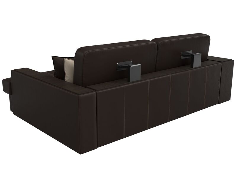 Диван угловой Брюссель правый угол, Экокожа, Коричневый;Бежевый