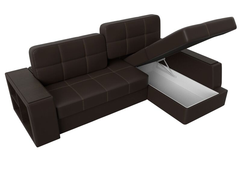 Диван угловой Брюссель правый угол, Экокожа, Коричневый;Бежевый