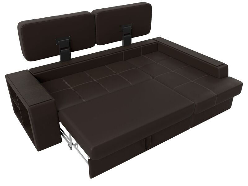 Диван угловой Брюссель правый угол, Экокожа, Коричневый;Бежевый