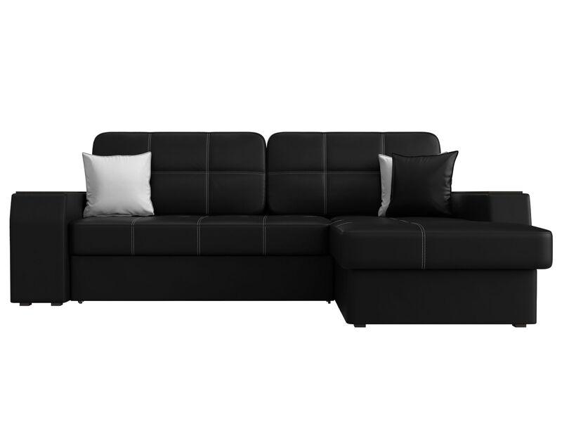 Диван угловой Брюссель правый угол, Экокожа, Черный;Белый