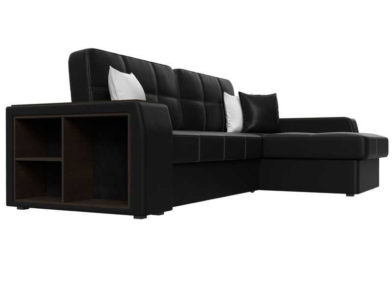 Диван угловой Брюссель правый угол, Экокожа, Черный;Белый