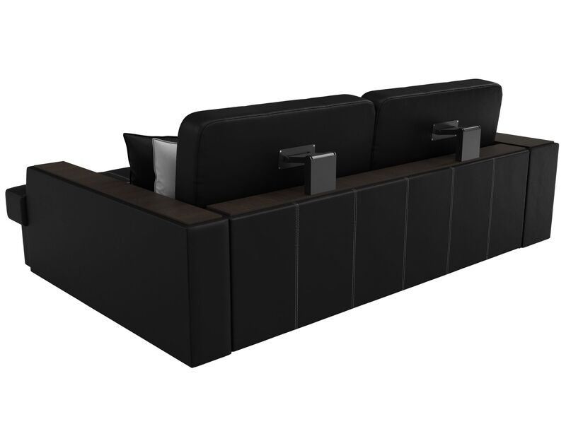 Диван угловой Брюссель правый угол, Экокожа, Черный;Белый