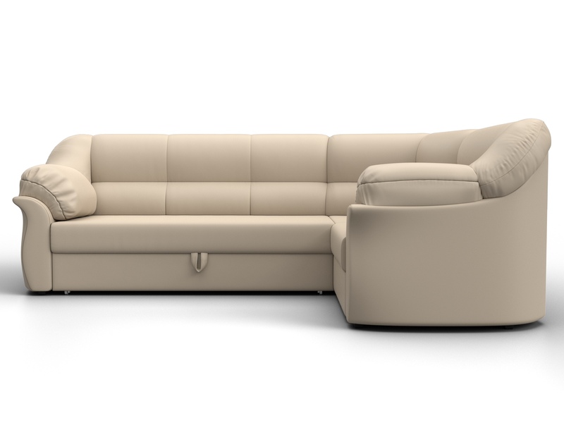 Диван угловой Карнелла правый угол, Экокожа, Бежевый