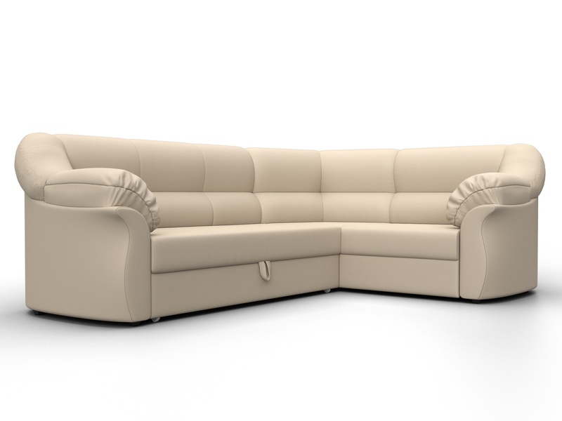 Диван угловой Карнелла правый угол, Экокожа, Бежевый