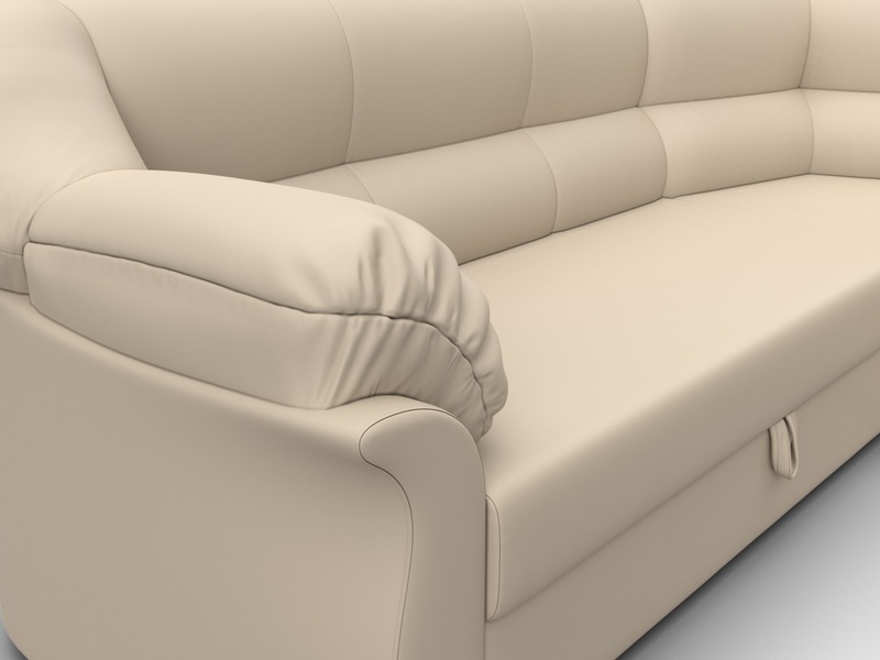 Диван угловой Карнелла правый угол, Экокожа, Бежевый