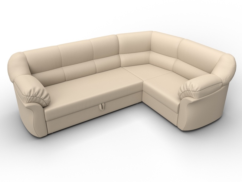 Диван угловой Карнелла правый угол, Экокожа, Бежевый