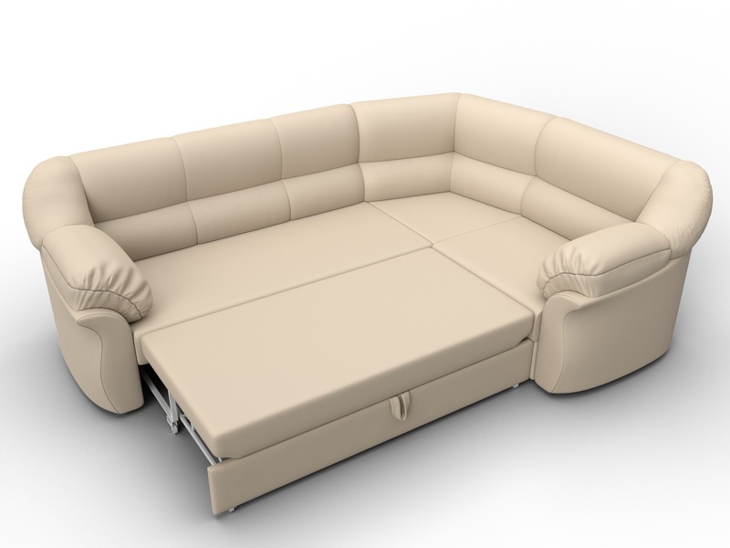 Диван угловой Карнелла правый угол, Экокожа, Бежевый