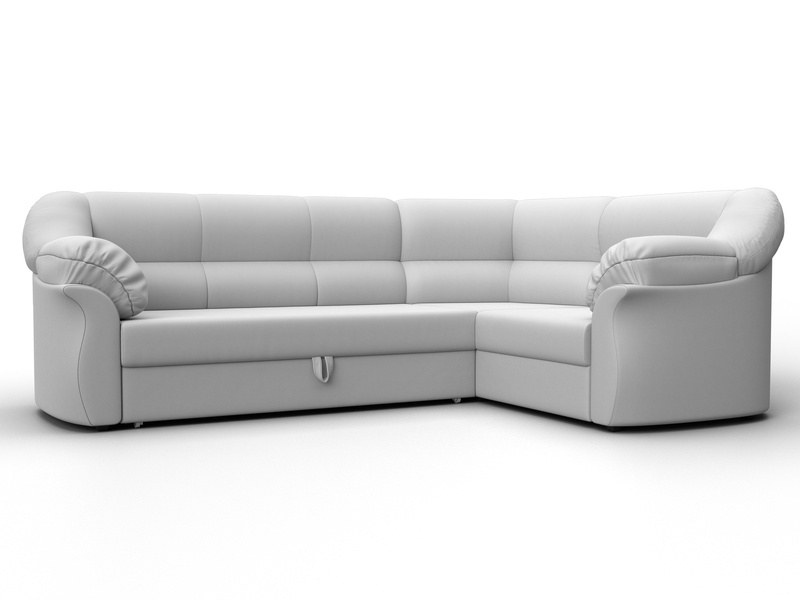 Диван угловой Карнелла правый угол, Экокожа, Белый