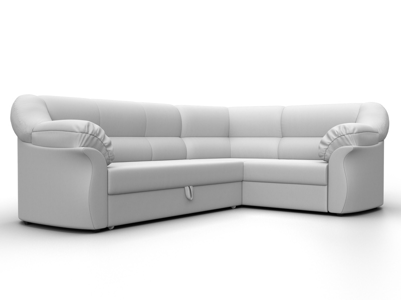 Диван угловой Карнелла правый угол, Экокожа, Белый