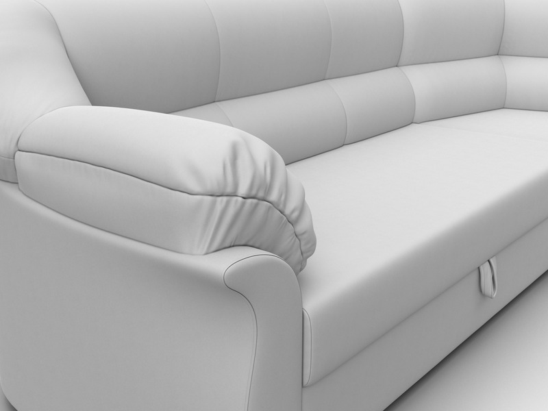 Диван угловой Карнелла правый угол, Экокожа, Белый