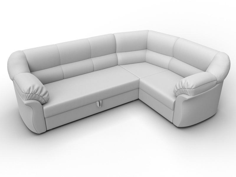 Диван угловой Карнелла правый угол, Экокожа, Белый