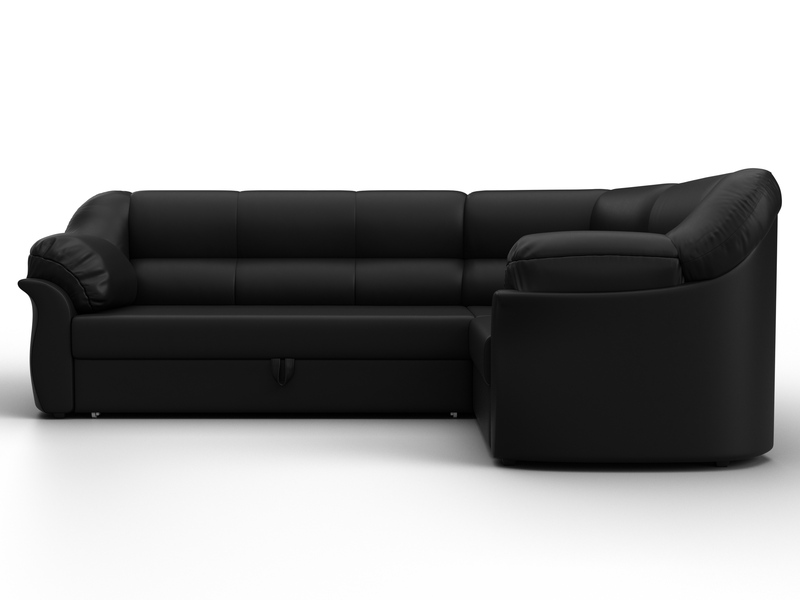 Диван угловой Карнелла правый угол, Экокожа, Черный