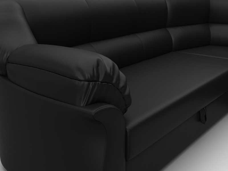 Диван угловой Карнелла правый угол, Экокожа, Черный
