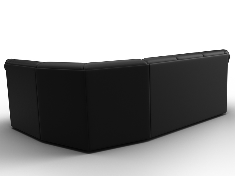 Диван угловой Карнелла правый угол, Экокожа, Черный