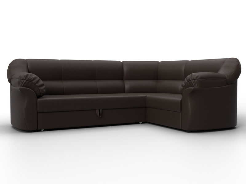 Диван угловой Карнелла правый угол, Экокожа, Коричневый