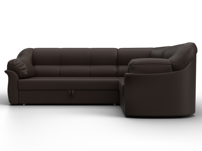 Диван угловой Карнелла правый угол, Экокожа, Коричневый