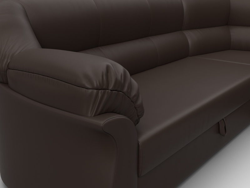 Диван угловой Карнелла правый угол, Экокожа, Коричневый