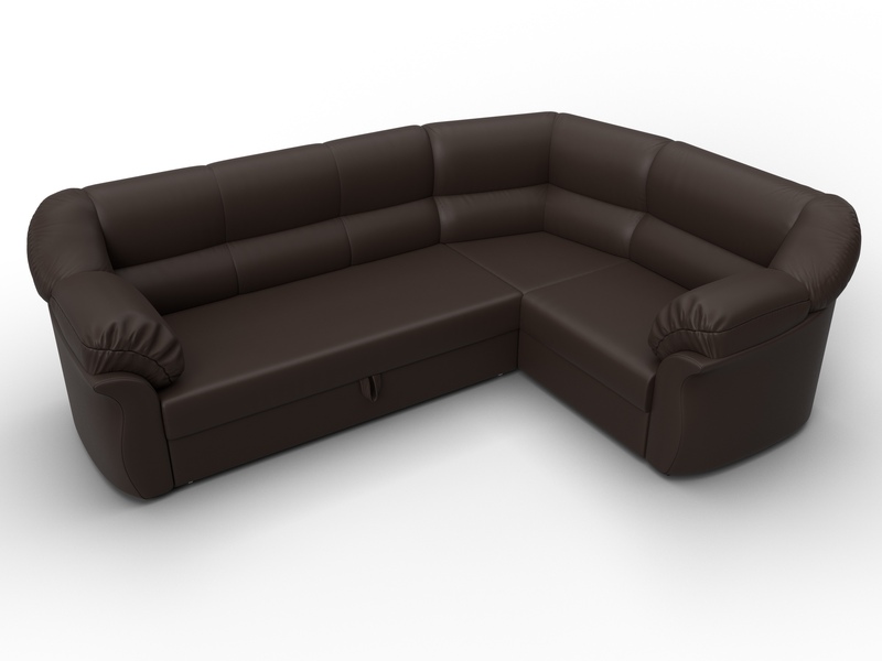 Диван угловой Карнелла правый угол, Экокожа, Коричневый