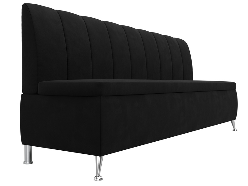 Диван кухонный прямой Кантри, Микровельвет, Черный
