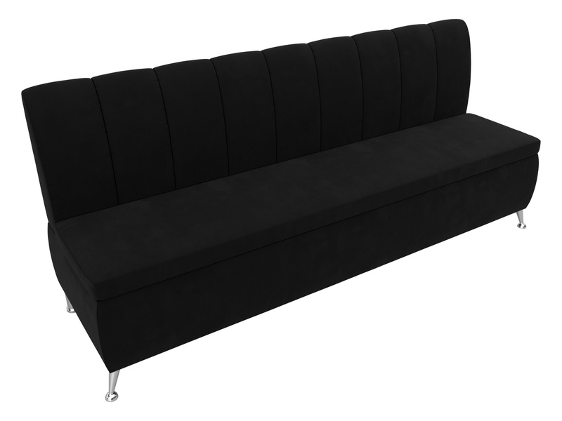 Диван кухонный прямой Кантри, Микровельвет, Черный