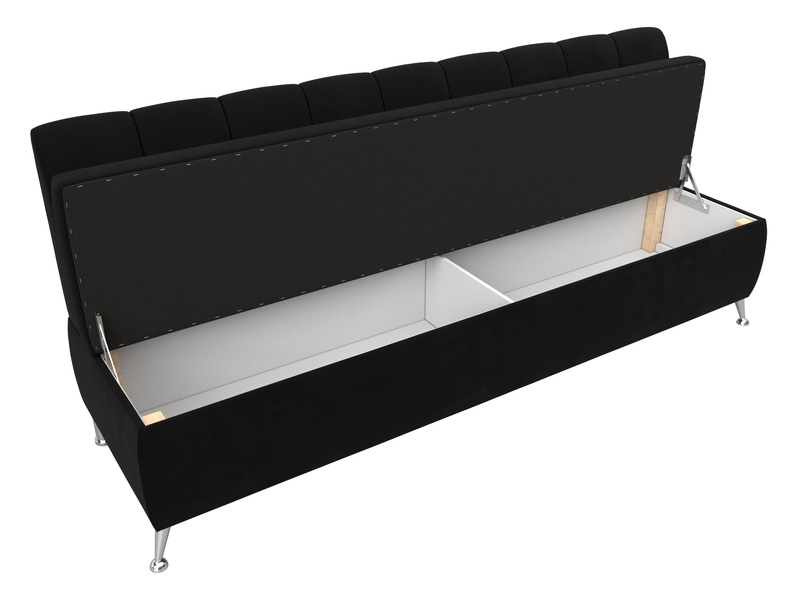 Диван кухонный прямой Кантри, Микровельвет, Черный