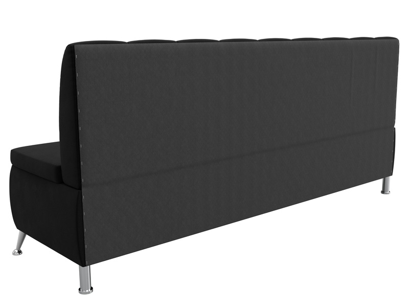 Диван кухонный прямой Кантри, Микровельвет, Черный