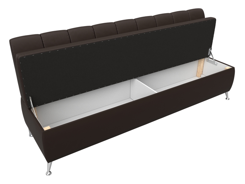 Диван кухонный прямой Кантри, Экокожа, Коричневый