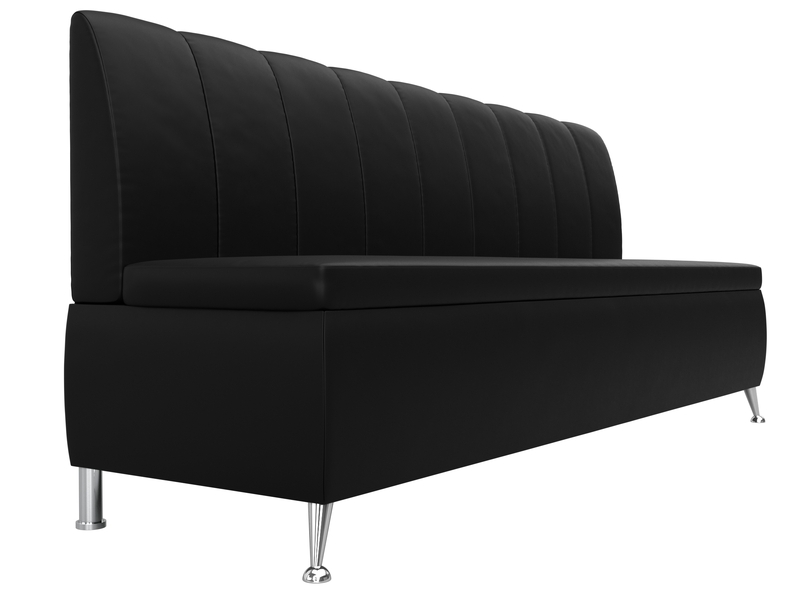 Диван кухонный прямой Кантри, Экокожа, Черный