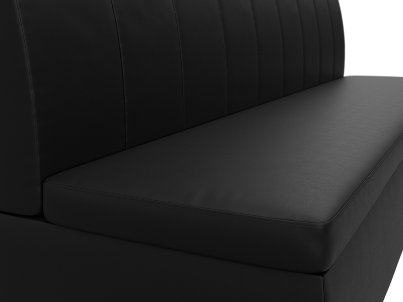 Диван кухонный прямой Кантри, Экокожа, Черный