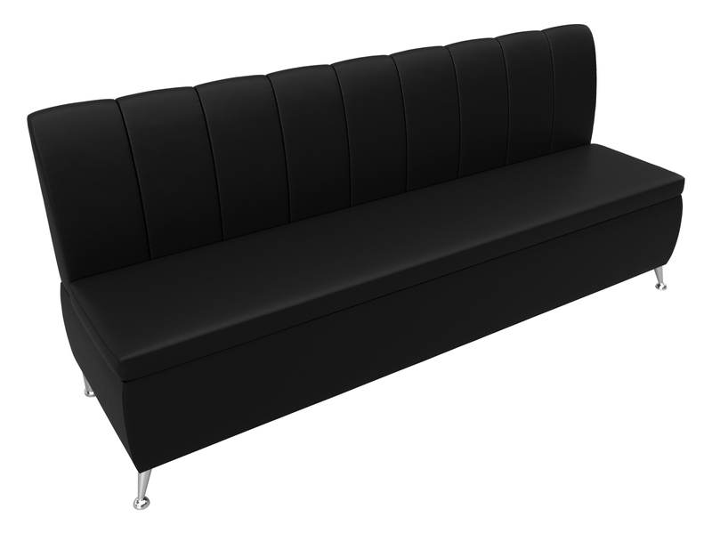 Диван кухонный прямой Кантри, Экокожа, Черный