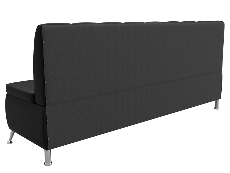 Диван кухонный прямой Кантри, Экокожа, Черный